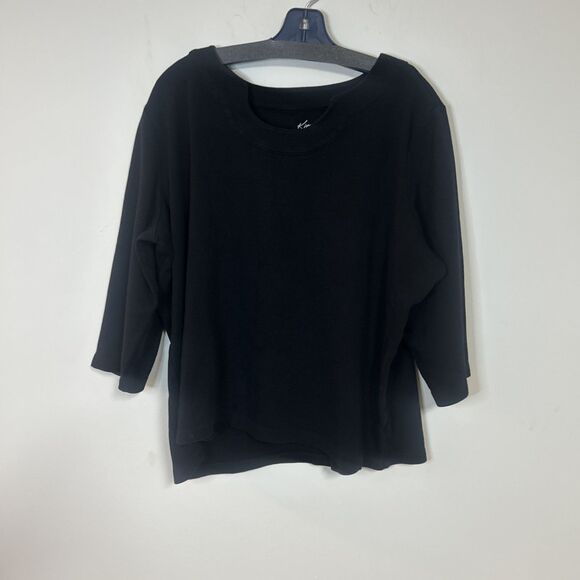 Kim Rogers Tops - Kim Rogers Womens 2X Black 3/4 Sleeve Scoop Neck T Shirt 100% Cotton